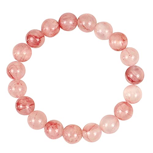 Bracelet en pierre naturelle rose et perles de cristal de quartz chakra élastique pour femme