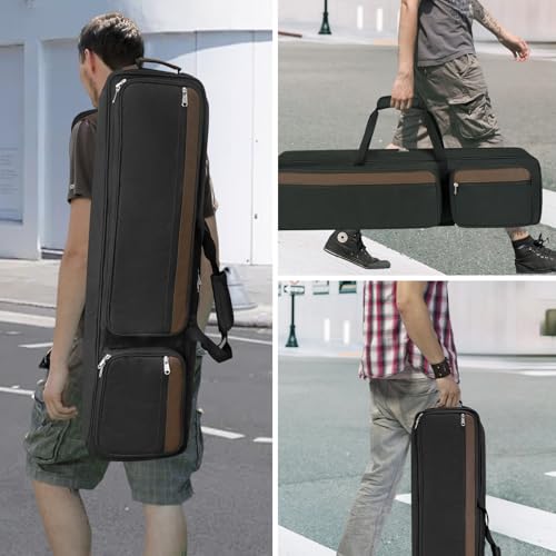 ORKELS 4x5 Pool Cue Case with Multi-Pockets, Soft Padded Billiard Stick Case for 4 Butts & 5 Shafts, Large Front Accessory Pockets, Adjustable Shoulder Strap, Black