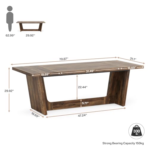Tribesigns ED16 70.87-Inch Executive Computer Desk: Large Home Office Desk With Solid Wooden Pedestal, Industrial Wood Study Writing Table thumb #1