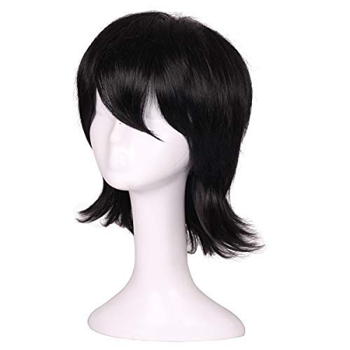 ColorGround Short Black Prestyled Cosplay Wig for Men