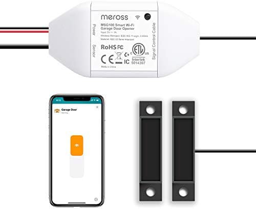 meross Smart Garage Door Opener Remote, Compatible with Apple HomeKit, Amazon Alexa, Google Assistant, SmartThings, Multiple Notification Modes, No Hub Needed,White