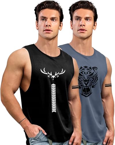 Image of AUSK Men Vest || Gym Tshirt for Men || Karma Printed Sleeveless Regular Fit T Shirt for Mens