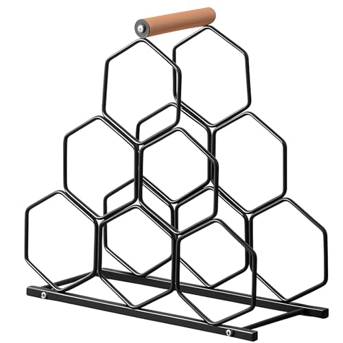 Soporte para 6 botellas diseño panal negro miniatura 1