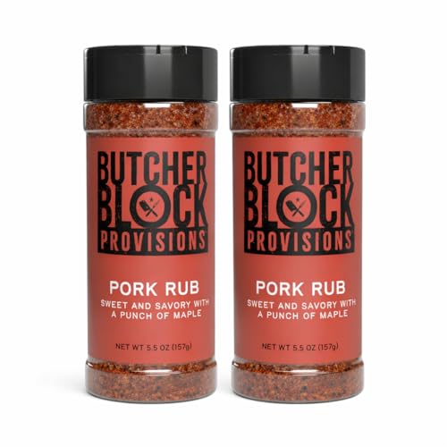 Pork Rub Seasoning 5.5 oz (Pack of 2) – Sweet & Savory BBQ Spice Blend with Maple Flavor, Brown Sugar, Garlic, Paprika & Black Pepper – Perfect for Ribs, Pork Chops & Grilling