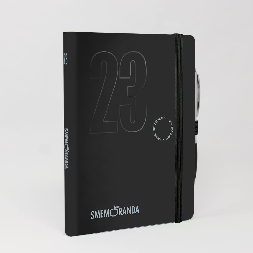 Smemoranda Weekly Diary 2023 Black, 12 Months with Planner, Large 13 x 18.8 cm, Home Office University, Soft Cover - Image 2