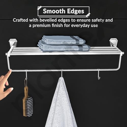 Image of Plantex Towel Rack for Bathroom /304 Grade Stainless Steel Towel Stand /24 Inch Towel Hanger /Towel Holder /Bathroom Accessories - Pack of 1 (PM-2401, Chrome)