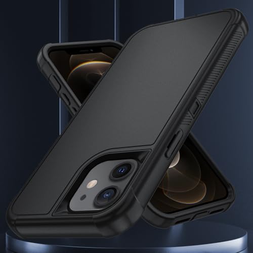 Image of SunStory Compatible with iPhone 12 /12 Pro Case with HD Screen Protector, 3-Layer Heavy Duty Full-Body Cover,3 in 1 Hybrid Protective Case for iPhone 12 /12 Pro 6.1 inch, Black