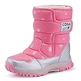 Tipo de tacón: Plataforma BIGU Niños Botas de Nieve Chica Niña Impermeable Bota de Invierno Calientes Zapatos de Deporte para Exterior Púrpura Negro Rosado