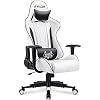 Homall Gaming Chair Video Game Chair with Footrest and Lumbar Support Ergonomic Computer Chair Height Adjustable with Swivel Seat and Headrest Pale White