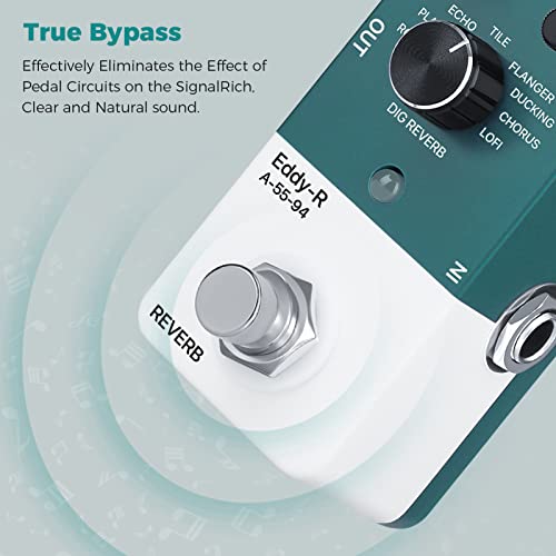 Reverb Guitar Pedal, Asmuse Mini Guitar Effects Pedal With 9 Modes, Suitable For Electric Guitar And Bass, True Bypass Bypass #TOP4