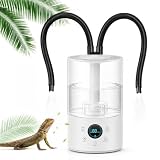4L Reptilien Luftbefeuchter (31 x 18.5 cm) mit Fernbedienung, Leiser Ultraschall Fogger Nebelmaschine mit Doppeldüse und Ausziehbarem Rohr, Vernebler Terrarium für Reptilien, Amphibien