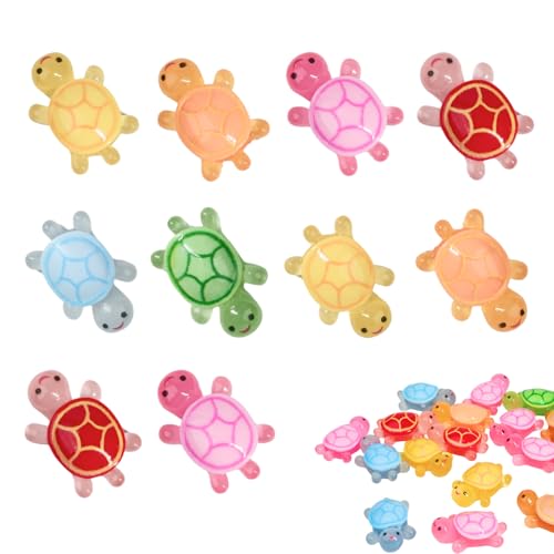 20 Pièces Figurines Miniatures Lumineuses Fluorescentes en Résine, 3,2 cm x 2,2 cm mini tortues - Figurines Décoratives Fluorescentes - Animaux Marins Réalistes - Décoration Jardin, Aquarium et Maison