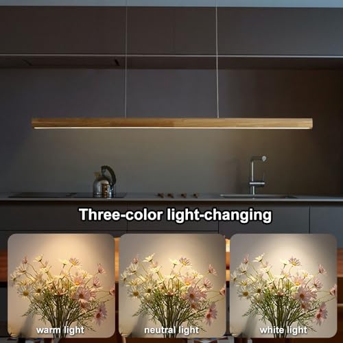 Lámpara colgante de tubo largo de madera para mesa de comedor moderna y cocinas conceptuales 5