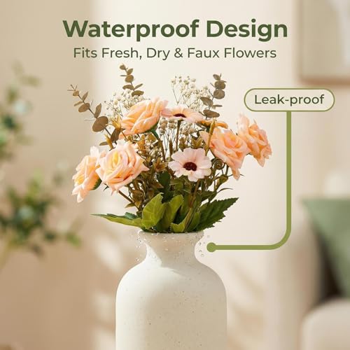 Vase rond céramique mat 12 cm fleurs séchées VANTOBEST