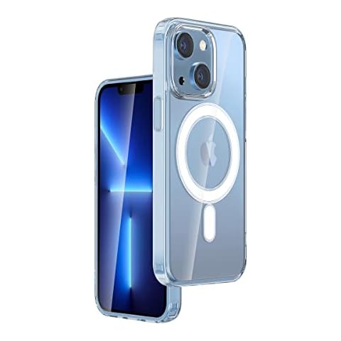 Magnetic Case Compatible with iPhone 14 Clear Case and iPhone 13 Phone Case, Shockproof Translucent Crystal Slim Anti-Yellow Bumper Case, Scratch-Resistant Hard Acrylic Back Protective Cover 6.1'' Cover