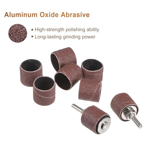 uxcell 50 Pcs 1 Inch Sanding Sleeves Sandpaper Set 60 Grit with 2 Pcs 0.79 Inch Drum Mandrels for Rotary Tools by uxcell - Image 3