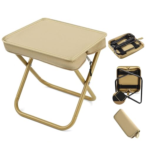Mountaineering and Hiking Portable Stool,Collapsible Camp Stools,Portable Stoo,Small Folding Stool for Adults,for Hiking and Fishing,High Load Bearing (Khaki, Small)