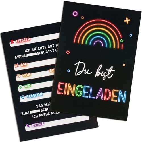 Produktbild von 10 Personalisierte Trolls Einladungen Mit Umschlägen - Regenbogen-Design Für Kindergeburtstage