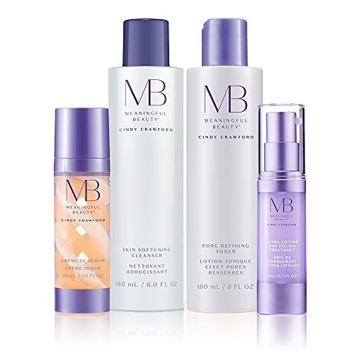 Meaningful Beauty CrÃ¨me De Serum, Melon Extract Night Moisturizer + Skin Softening Cleanser + Pore Refining Toner + Ultra Lifting & Filling Treatment Melon Extract Day Serum, white