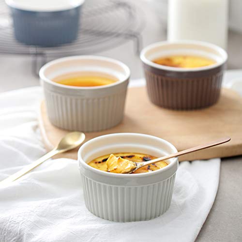 Dowan Ramekins 8 Oz Oven Safe - Creme Brulee Ramekins For Baking, Porcelain Ramekins Oven Safe, Classic Style Souffle Ramekins Bowls, Set Of 6, Multi Brown #TOP5