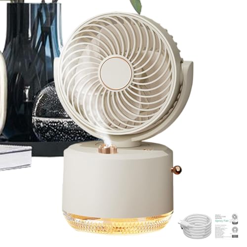 Handheld Misting Fan, Rechargeable Cooling Fan with Light, 23x15x12cm/9.06x5.91x4.72 inches Small Air Cooler, Multifunctional Handheld Ventilator for Men, Women, Travel, Outdoor