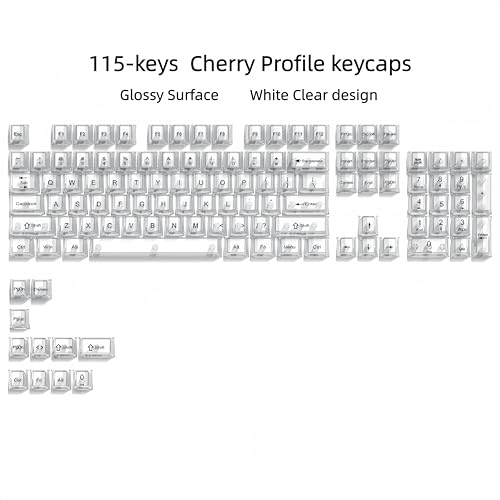 Image of dagaladoo White Clear Keyboard keycaps,Transparent Key caps 60 75 100 Percent,Crystal Jelly Keycap Set,Shine Through Key caps.,Cherry Profile Keyboard caps for Mx Switches Mechanical Keyboard