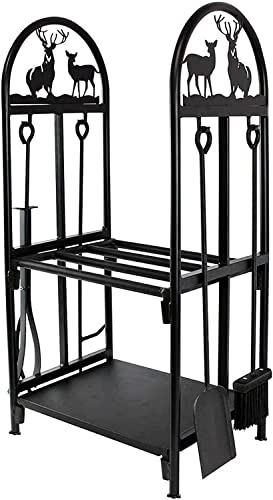 Estante de acero resistente para leña para uso en interiores y exteriores. Almacena y decora la leña con este soporte para leña