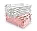 2 Piezas Cestas de Almacenaje Multiuso, Cajas Plastico Almacenaje, Cesta Plegable, Rosa + Blanco, （15cm*10cm*7cm）, Con Reposabrazos, Adecuado para Cocina, Dormitorio, Escritorio, Escuela