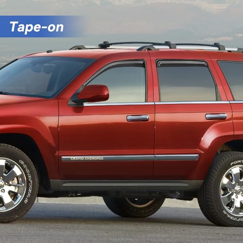 Image of Window Visors Rain Guards Shield for 2005-2010 Jeep Grand Cherokee, Out-Channel Window Vent Wind Deflectors Visors Shades for 05-10 Grand Cherokee