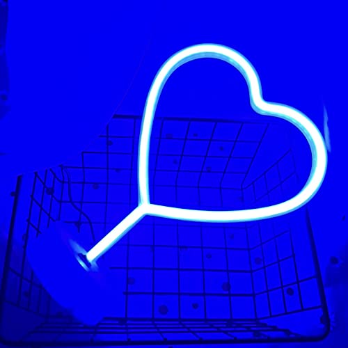 Image of Heart Lights Led Light Sign - Heart Shaped Neon Sign with Base (Blue)