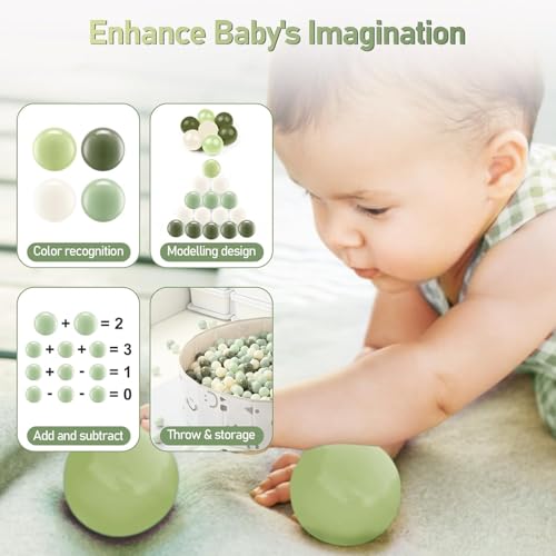 FHRILEK Ball Pit Balls-Star Ball Pit Balls for Kids,Plastic Balls for Ball Pit, Crush Proof Play Balls BPA Free Non-Toxi (Olive-Color, 50PCS) - Thumbnail 7