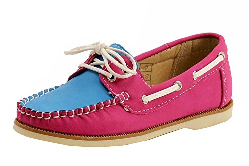 Girl's Fashion Slip On Pink/Royal Blue Boat Shoes Sz: