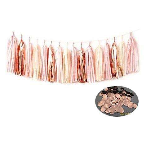 Sogorge 15 Pcs 14 Inches Tissue Paper Tassel Garland Rose Gold Foil Pink and Ivory Tassel Garland Free Rose Gold Paper Confetti 10g for Weddings Birthday Bridal Shower Baby Showers Decor(Rose Gold) Sogorge 15 Pcs 14 Inches Tissue Paper Tassel Garland Rose Gold Foil Pink and Ivory Tassel Garland Free Rose Gold Paper Confetti 10g for Weddings Birthday Bridal Shower Baby Showers Decor(Rose Gold)