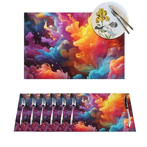 Sets de table antidérapants et lavables avec fond coloré isolant thermique - 2