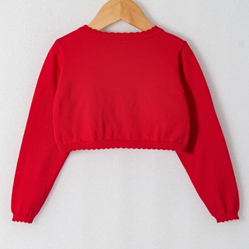 Image of Miipat Toddler Girls Cardigan Long Sleeve Bolero Shrug Kids Knit Sweater Cover Up Button Closure Cropped Tops
