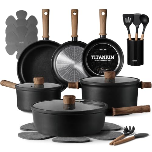 CAROTE 21pcs Pots and Pans Set, Nonstick Cookware Sets
