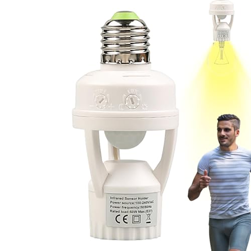 Adaptador De Bombilla Activado Por Movimiento - Portalámparas Con Sensor De Movimiento, Portalámparas De Lámpara Inteligente | Adaptador De Bombilla Atornillable, Portalámparas