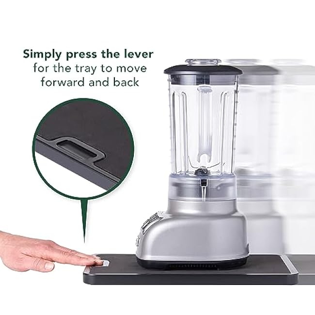 Nifty Medium Appliance Rolling Tray ¨C Black, Home Kitchen Counter Organizer, Integrated Rolling System, Non-Slip Pad Top for Coffee Maker, Stand Mixer, Blender, Toaster