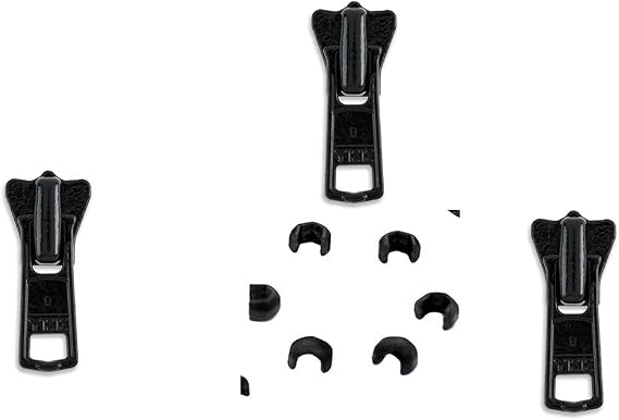 Zipper Repair Solution - #3 YKK Jacket Molded Vislon Sliders with Top Stops Included - Color: Black (3 Sliders Per Pack) Made in The United States