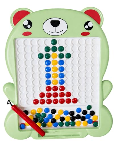 Image of Magnetic Drawing Board for Kids with 80 Beads & Pen | Big Size Educational Doodle Board | Preschool Learning & Fine Motor Skills Toy for Toddlers (Green)