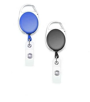 Dotpot 2 PCS Retractable Badge Holder Clip On ID Card Holders(Black-Blue)