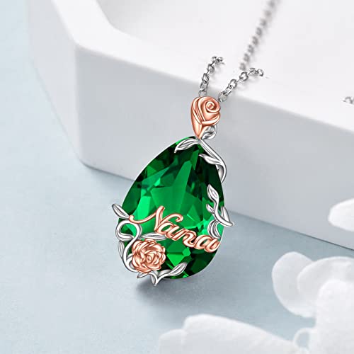 Popkimi Birthday Gifts For Nana 925 Sterling Silver Nana Necklace Necklace For Nana With Waterdrop Crystal Nana Jewelry Great Grandma I Love You Nana Necklaces Grandmother Gifts From Granddaughter Birthday Christmas Gifts For Nana Grandma (Nana Necklace With Rose Flower) #TOP6