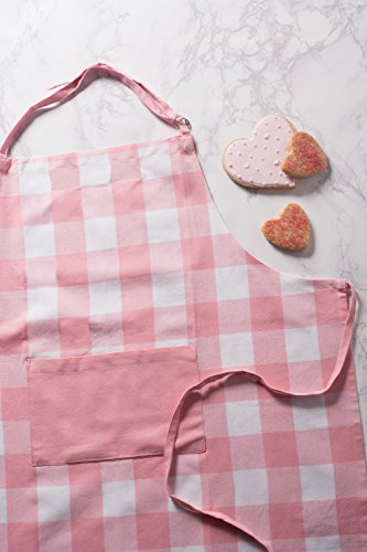 Dii Unisex Buffalo Check Kitchen Collection, Classic Farmhouse Chef Apron, One Size, Pink &White #TOP4