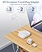 European Travel Plug Adapter, US to European Plug Adapter with 3 American Outlets & 4 USB, 3ft European Power Cord, International Travel Power Strip, Type C for Europe EU Germany France, Travel, White