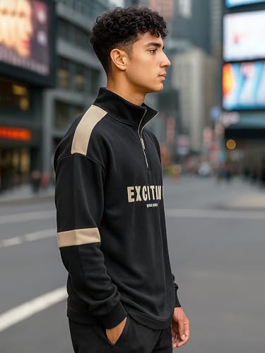 Image of Jump Cuts || Mens || Printed || High Neck || Half Zipper || Full Sleeve || Cotton Blend || Polo T-Shirt