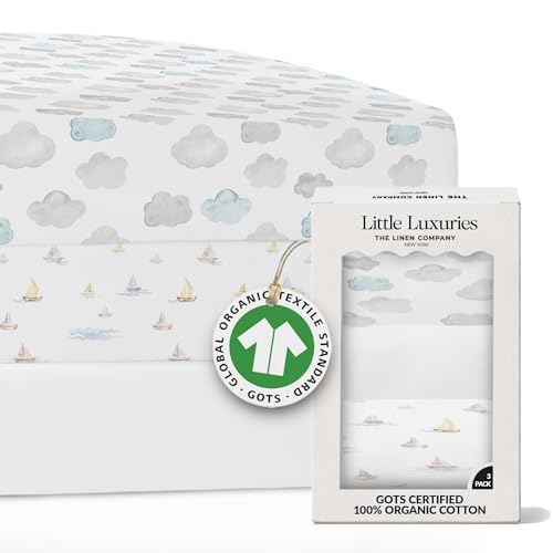 Image of 100% Organic Cotton Crib Sheets (3-Pack) - GOTS Certified - Breathable Organic Crib Sheets - Double-Elastic for Secure Fit, Extra Protection for Your Baby - Gender-Neutral Sheet (28"x55")/ 140 x 70cm