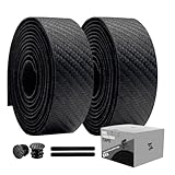 Bike Handlebar Tape, Black Bicycle Bar Tape, Bike Grip Tape EVA Road Bike Handlebar Tape of Comfortable Non-Slip Shock Absorption for Road Cycling, Mountain Biking(2 Rolls Per Set-Carbon Pattern)