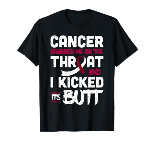 Cancer Grabbed Me by The Throat Head & Neck Cancer Awareness T-Shirt Small