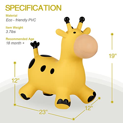 Inpany Giraffe Bouncy Horse Hopper - Inflatable Jumping Horse, Ride On Rubber Bouncing Animal Toys For Kids/Toddlers/Children/Boys/Girls (Pump Included) #TOP2