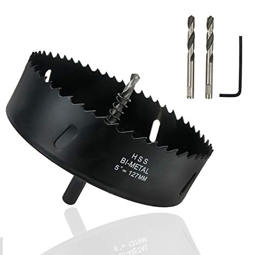 Image of Hole Saw 5-inch Dia Hole Cutter Drill Bit for Drilling Holes in Wood, Plastic, Drywall, Thin Metal